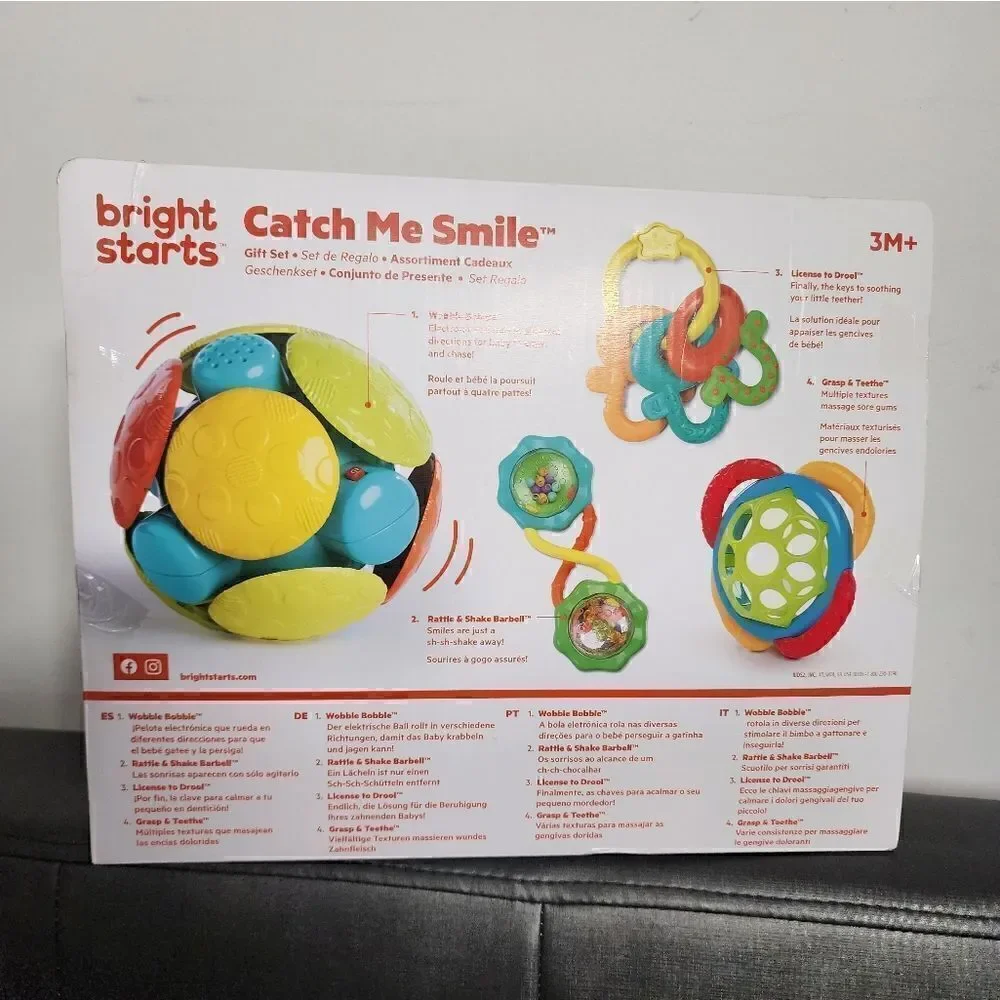 New Bright Starts Baby Catch me Gift Set 4pcs Toys Multicolor